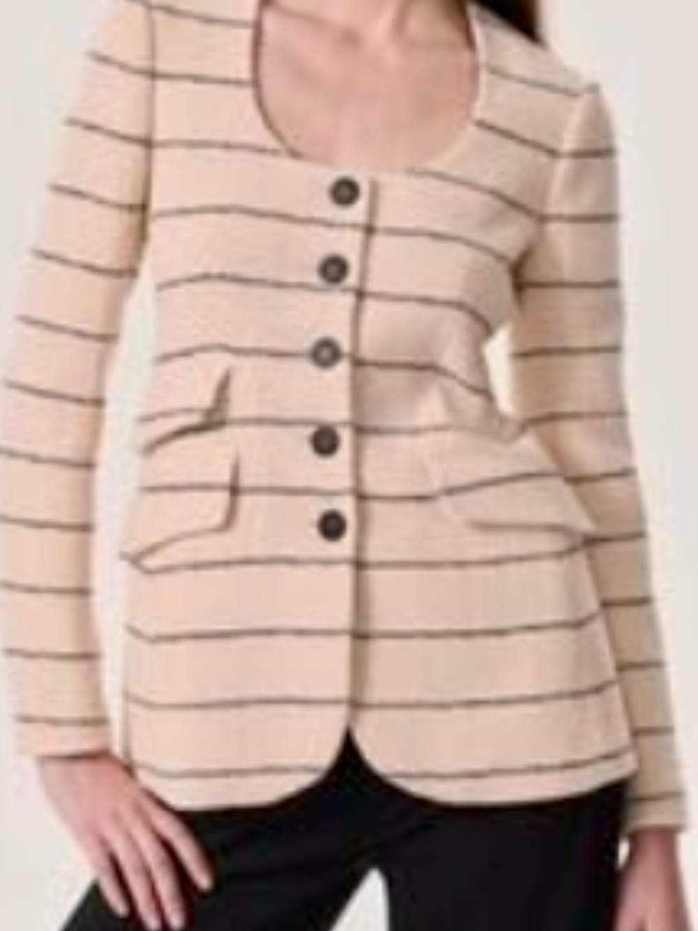 rag & bone Cream Bouclé Striped Blazer with Black Buttons size 4 new with tags